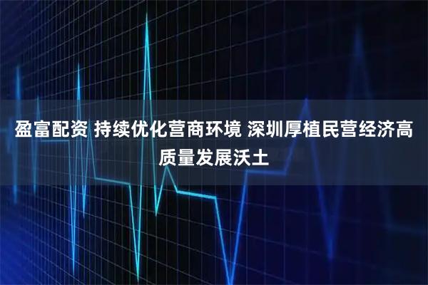 盈富配资 持续优化营商环境 深圳厚植民营经济高质量发展沃土